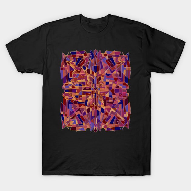 Random geometric shapes in warm color tones T-Shirt by DaveDanchuk